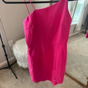 Lulu's Fuchsia One-Shoulder Mini Dress